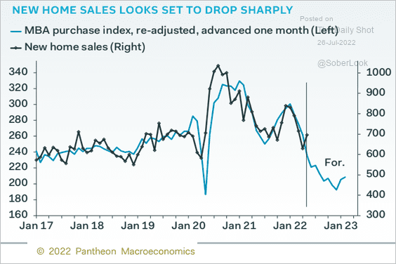 Mortgage applications and homebuilder sentiment point to weakness ahead for new home sales.